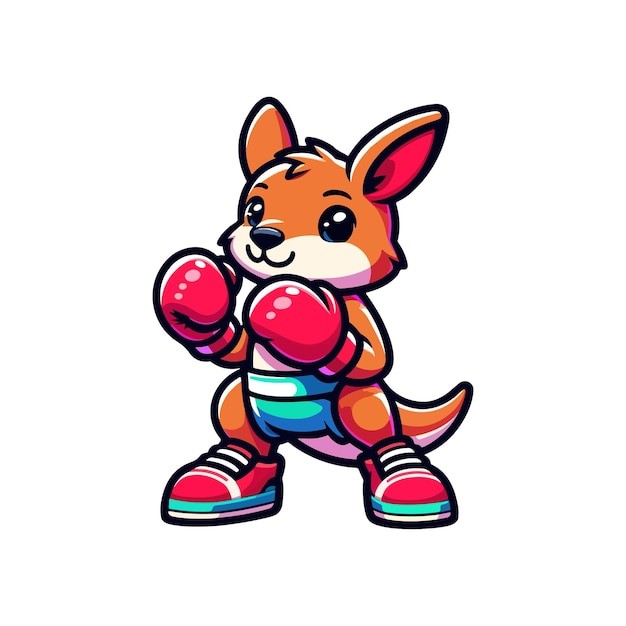 卡通袋鼠拳击手插画