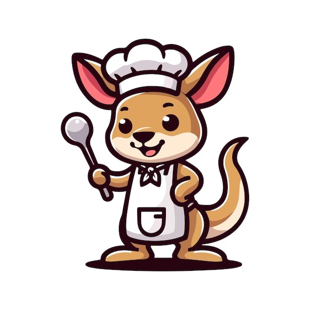 卡通袋鼠厨师插画
