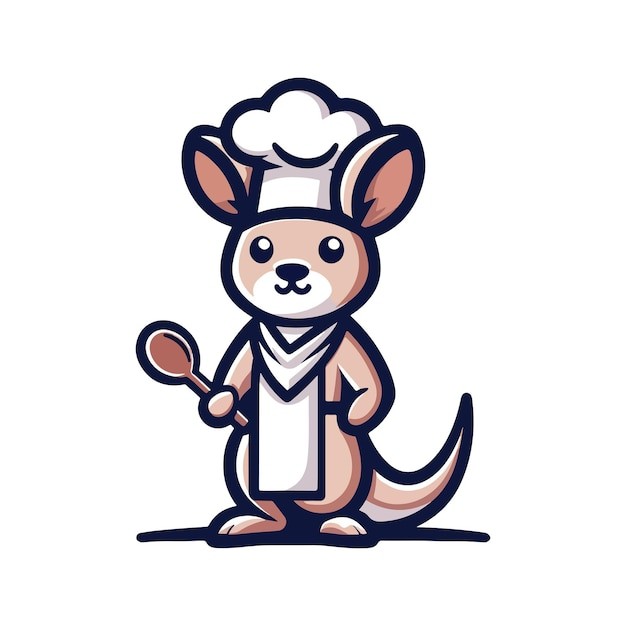 卡通袋鼠厨师插画