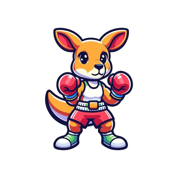 卡通袋鼠拳击手插画