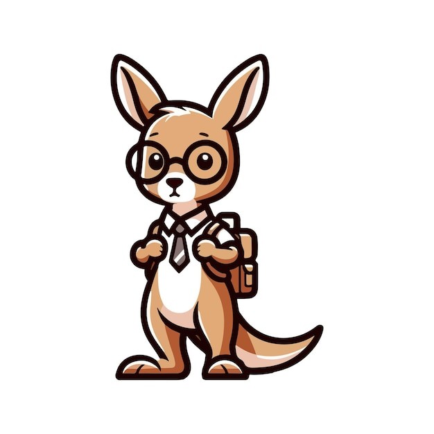 卡通袋鼠学生插画