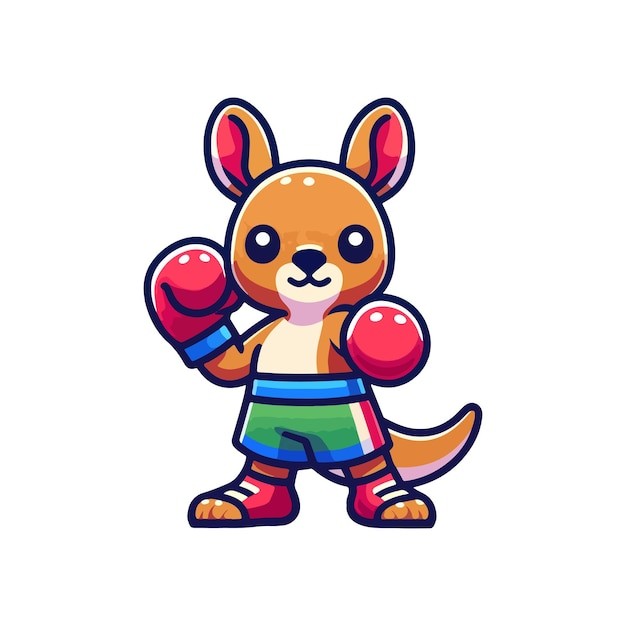 卡通袋鼠拳击手插画