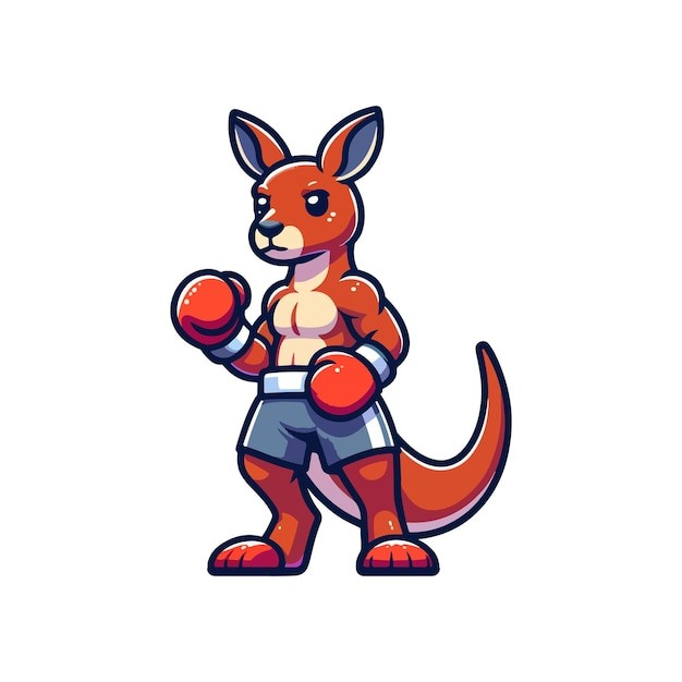 卡通袋鼠拳击手插画