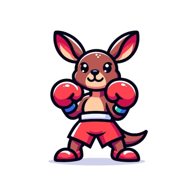 卡通袋鼠拳击手插画