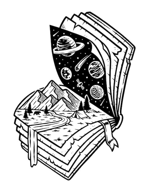 冒险旅行经历画册插画