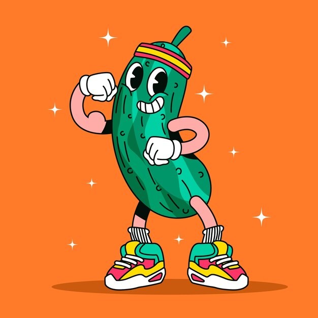 手绘黄瓜吉祥物插画
