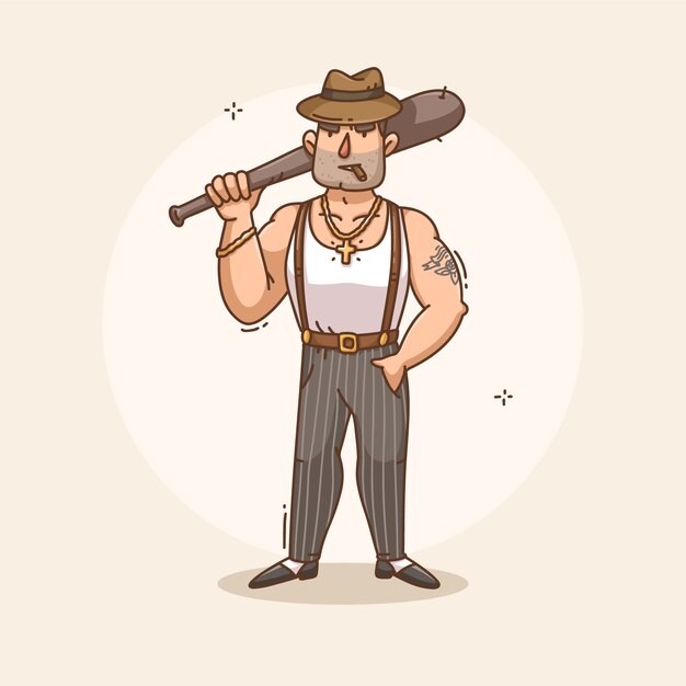 地痞流浪危险分子人物插画