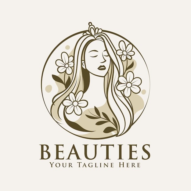 手绘女人花朵标志logo