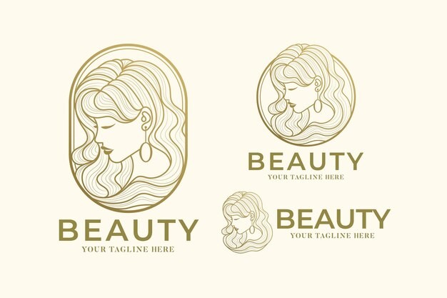 波浪发型女人标志logo