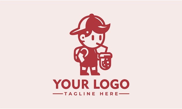 儿童男孩奶茶标志logo