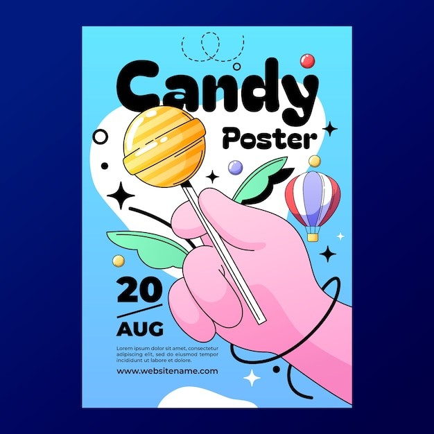 糖果棒棒糖手绘海报设计模板
