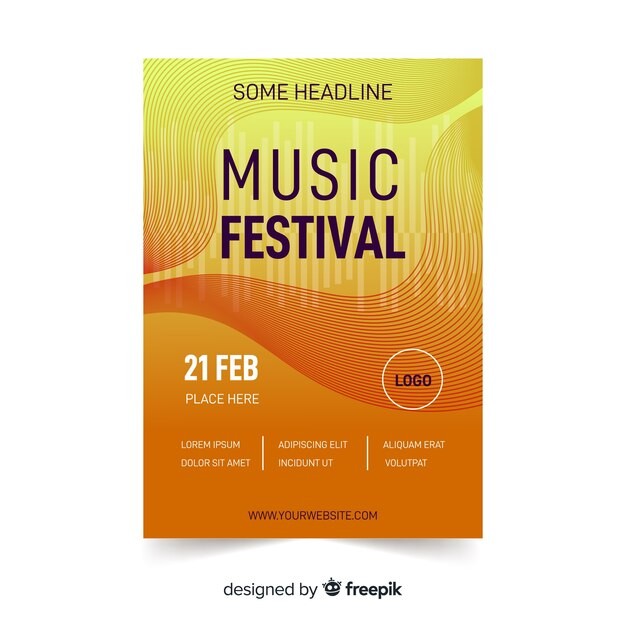 抽象线条波浪海报设计模板