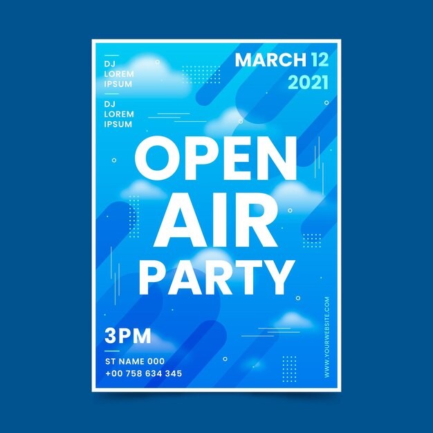 露天派对蓝色海报设计模板