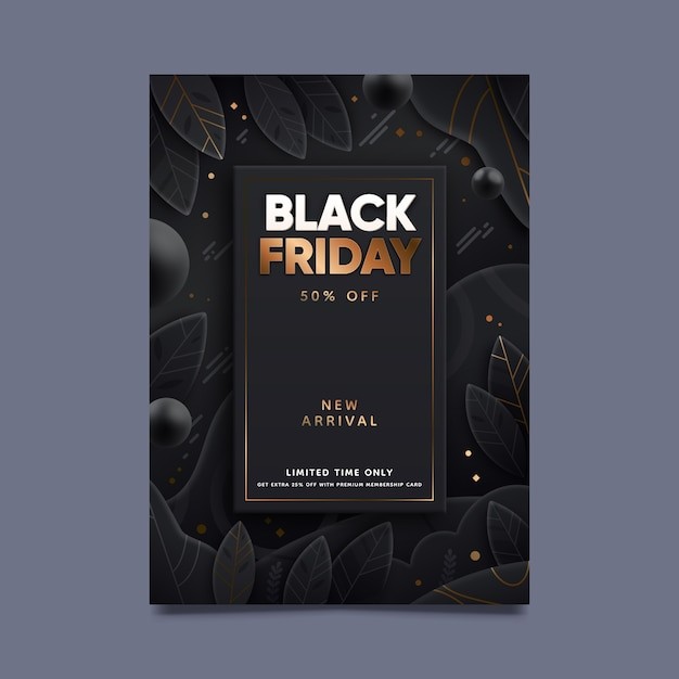黑色星期五植物背景促销海报设计模板