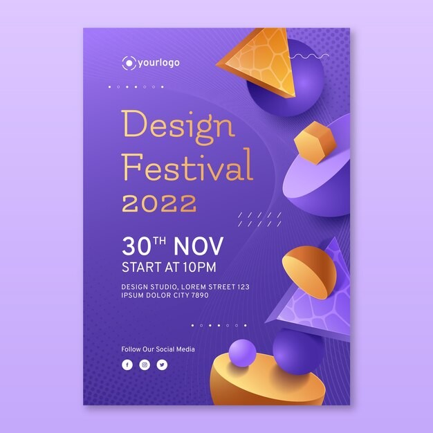 抽象图形紫色海报设计模板