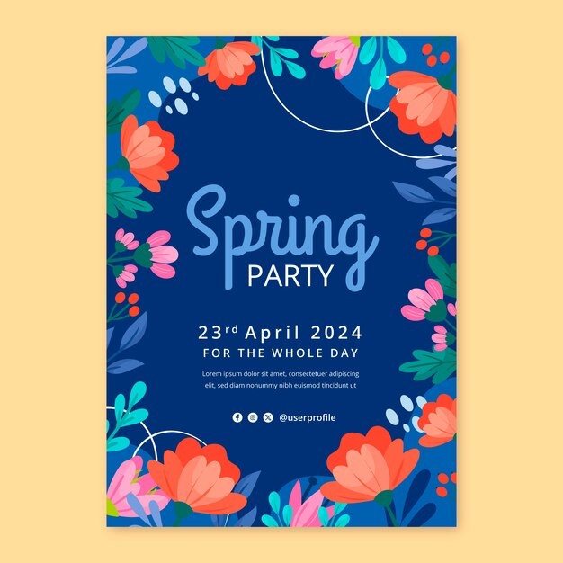 手绘花朵春天海报设计模板