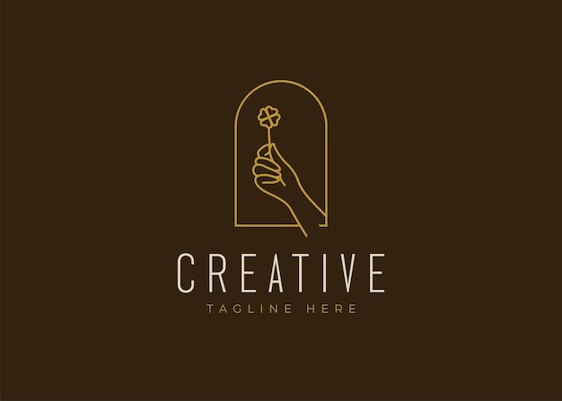 手拿着花朵标志logo