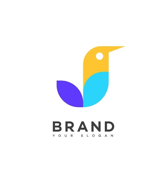 字母J抽象的鸟标志logo