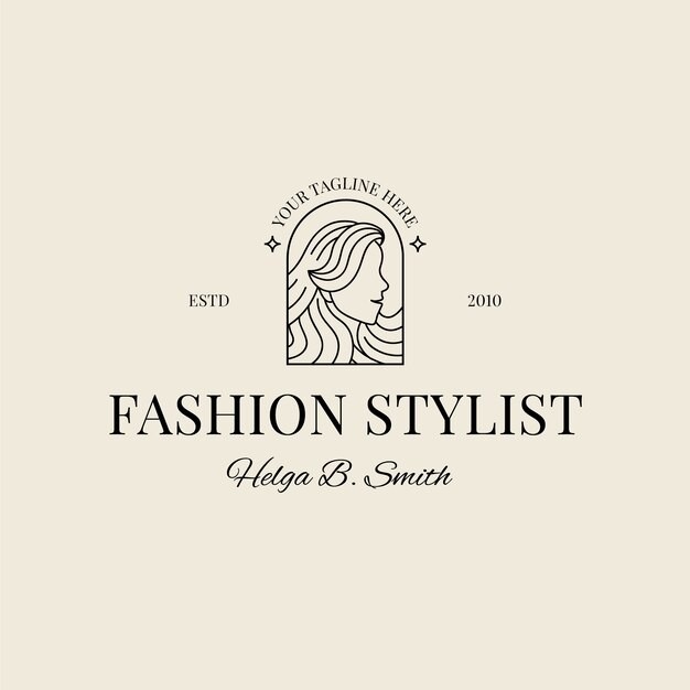 理发店造型女人侧脸标志logo