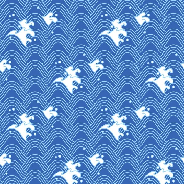 中国风中式青海波鱼鳞纹花纹