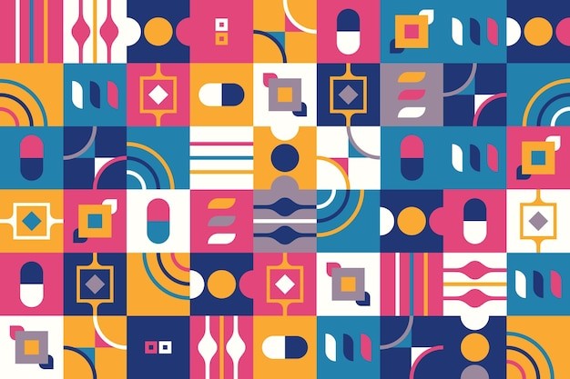 马赛克抽象平面几何构成图形花纹