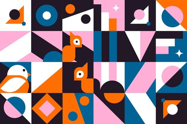 马赛克抽象平面几何构成图形花纹