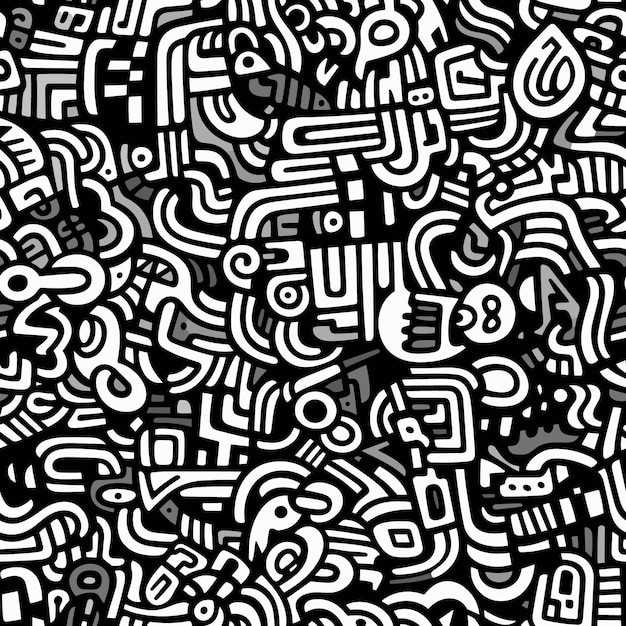 抽象线条涂鸦花纹