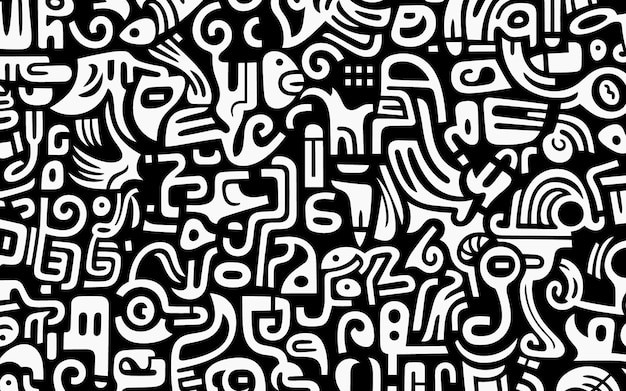 抽象线条涂鸦花纹