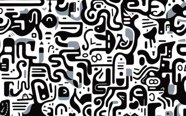 抽象线条涂鸦花纹