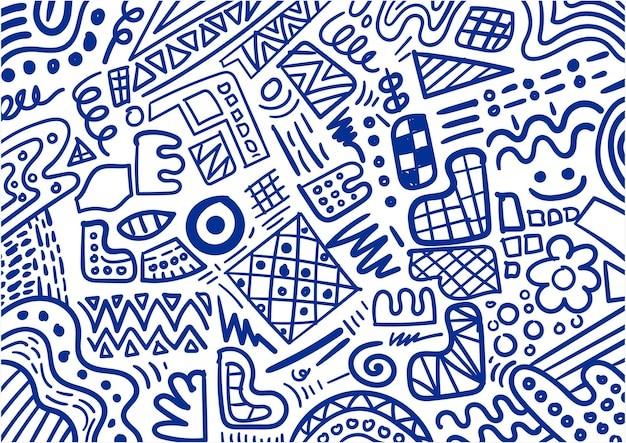 抽象线条涂鸦花纹