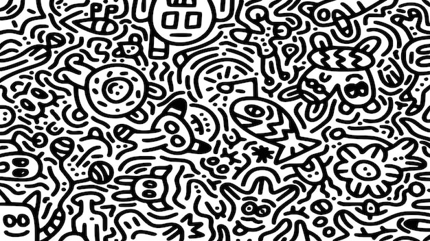 抽象线条涂鸦花纹