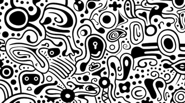 抽象线条涂鸦花纹