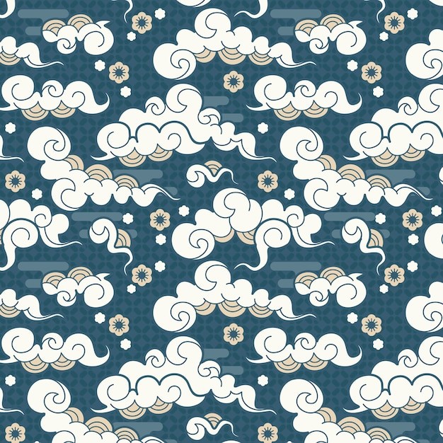 中式祥云花纹图案