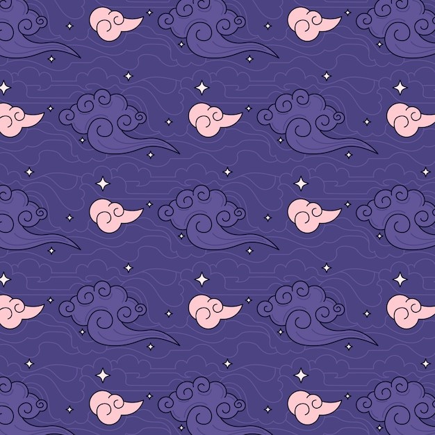 中式祥云花纹图案