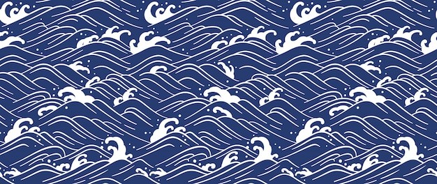 日式无缝海浪波浪花纹