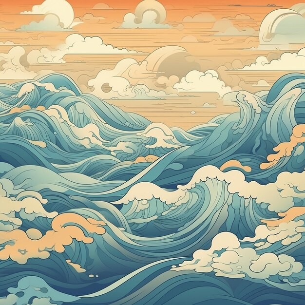 海浪波浪花纹