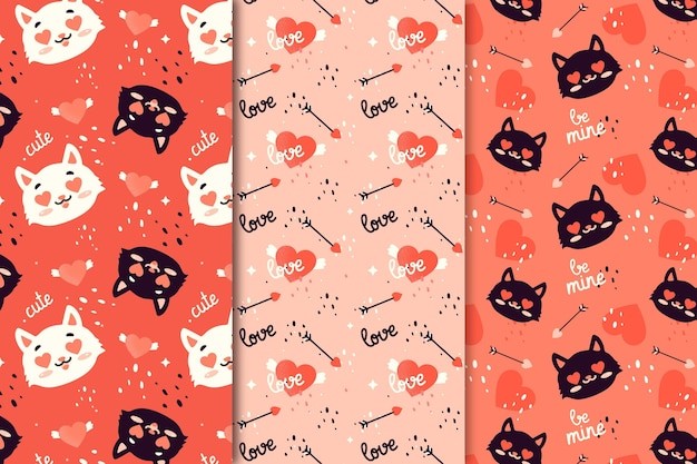 可爱猫咪插画花纹背景