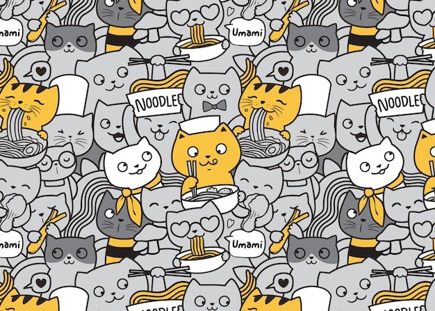 可爱猫咪插画花纹背景