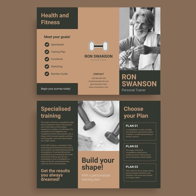 私人教练三折页模板
