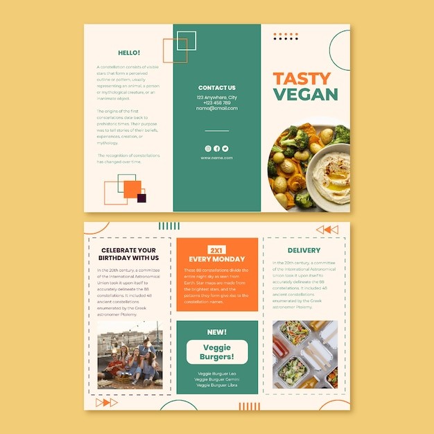 素食餐厅三折页模板