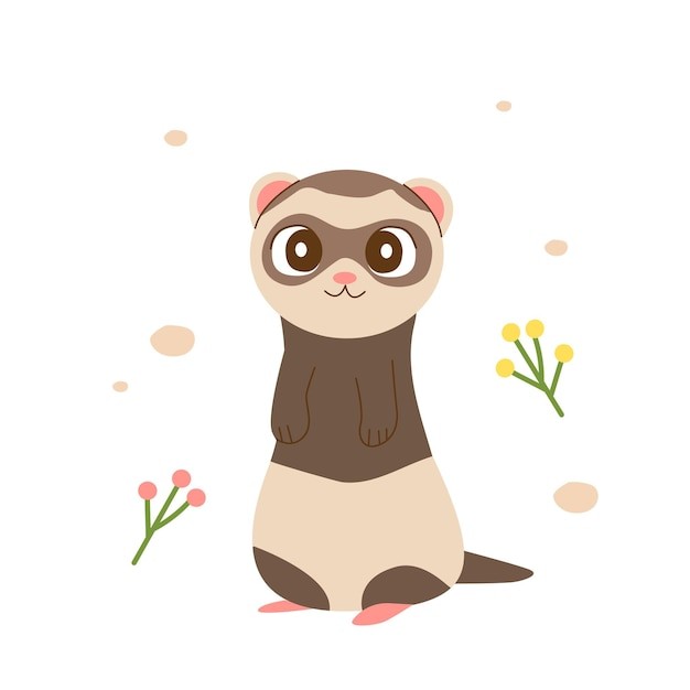 卡通鼠鼬动物插画