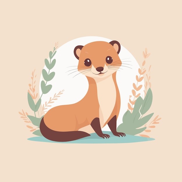 卡通鼠鼬动物插画