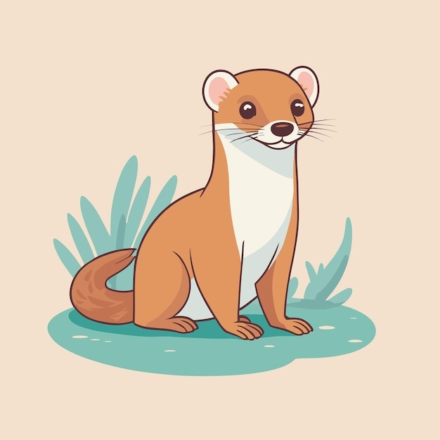 卡通鼠鼬动物插画