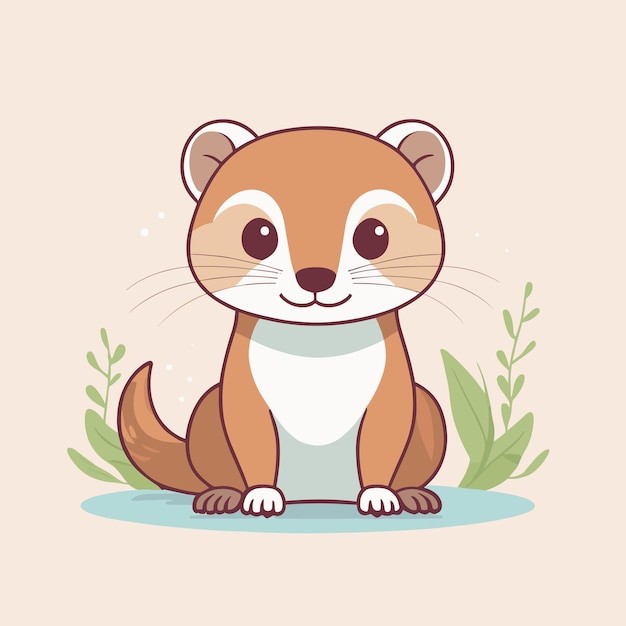 卡通鼠鼬动物插画