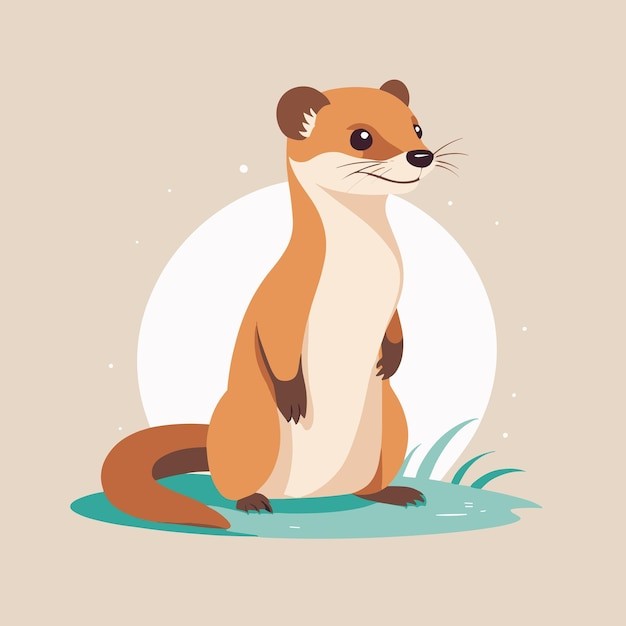 卡通鼠鼬动物插画