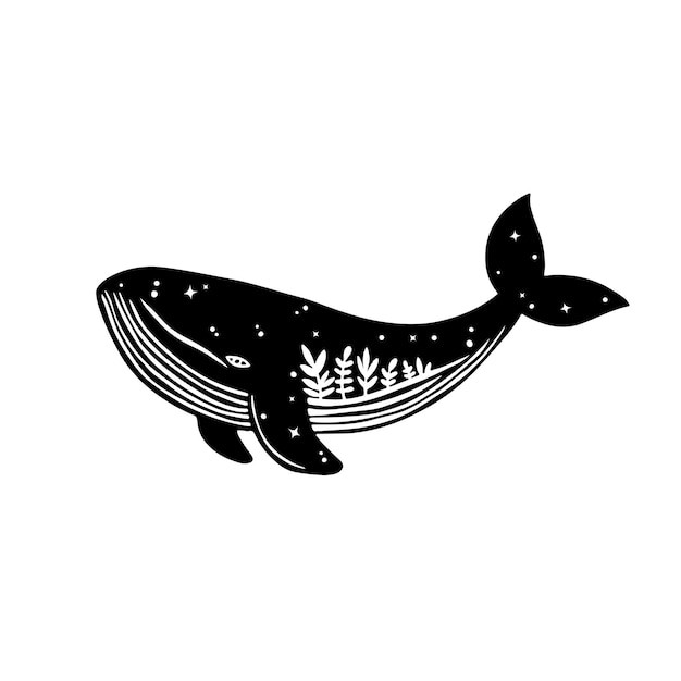 手绘鲸鱼插画