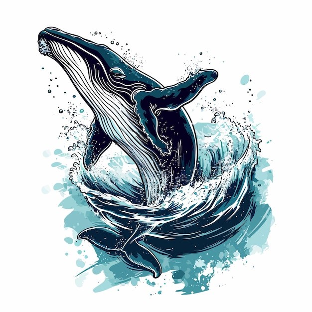 手绘鲸鱼插画