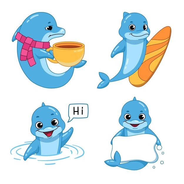 卡通海豚插画
