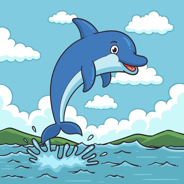 卡通海豚插画