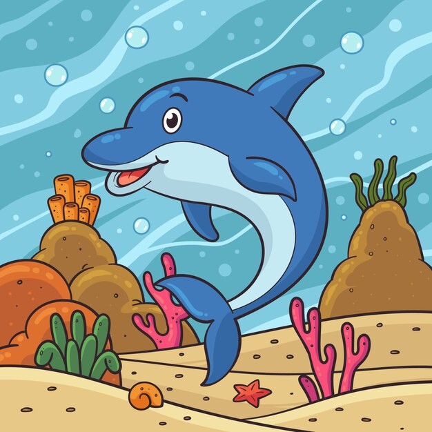 卡通海豚插画